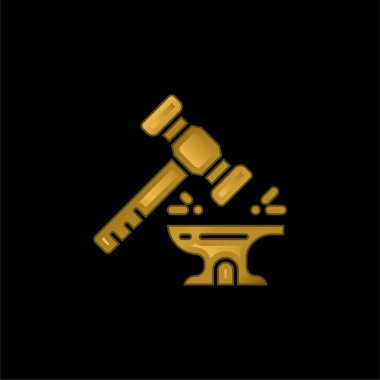 Demirci altın kaplama metalik simge veya logo vektörü