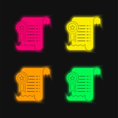 Anlaşma dört renk parlayan neon vektör simgesi