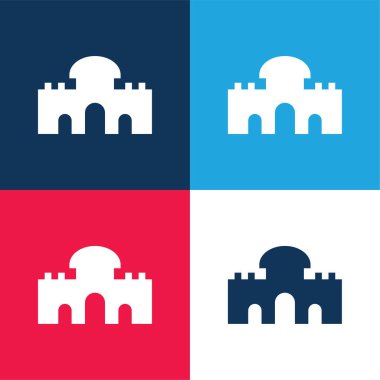 Alcala Gate blue and red four color minimal icon set clipart