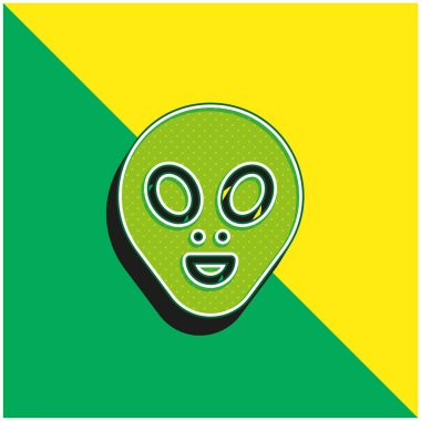 Uzaylı Yeşil ve Sarı Modern 3D vektör simgesi logosu