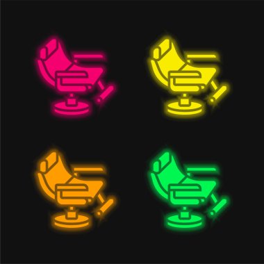 Berber Sandalyesi 4 renkli parlayan neon vektör simgesi