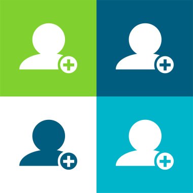 Siyah Kişinin İnsan Arayüzü Sembolü Küçük Daire Düz 4 Renk Simgesi Setiyle Kapat