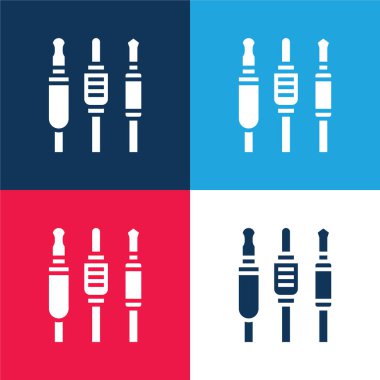 Audio Jack blue and red four color minimal icon set clipart