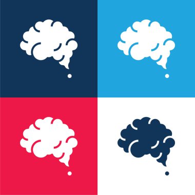 Beyin mavisi ve kırmızı dört renk minimal simge kümesi