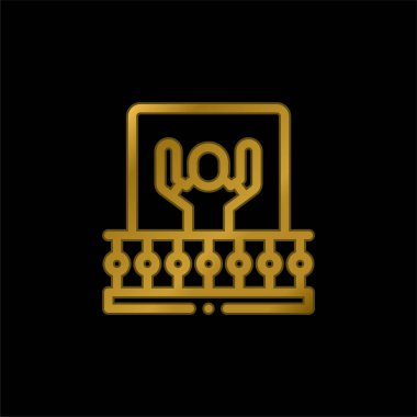 Balkon altın kaplama metalik simge veya logo vektörü