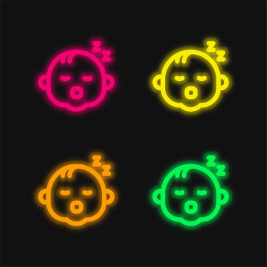 Bebek dört renk parlayan neon vektör simgesi