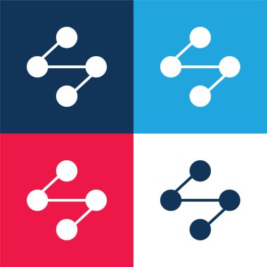 Analitik mavi ve kırmızı dört renk minimal simge kümesi