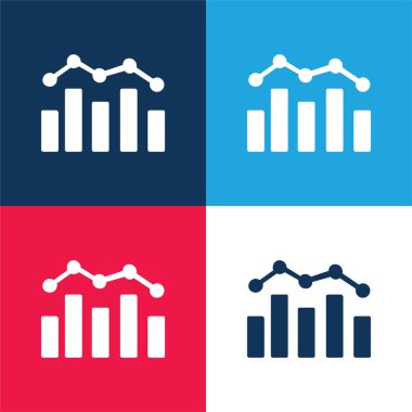 Bar Chart And Polyline blue and red four color minimal icon set clipart