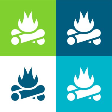 Bonfire Flat four color minimal icon set clipart