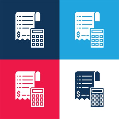 Bill blue and red four color minimal icon set clipart