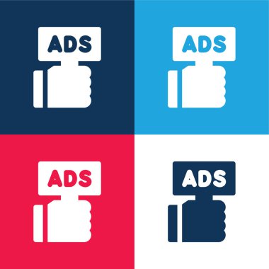 Reklam mavi ve kırmızı dört renk minimal simgesi seti