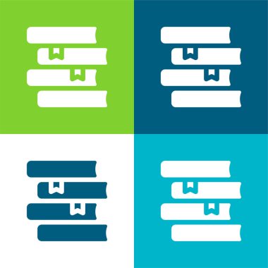 Kitap Düz 4 renk minimal simgesi seti