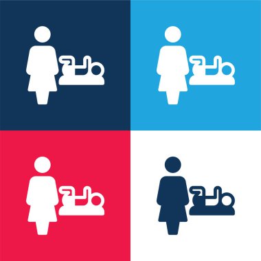 Bebek Değişimi Mavi ve Kırmızı En düşük simge kümesi