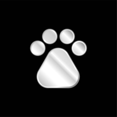 Bear Paw silver plated metallic icon clipart