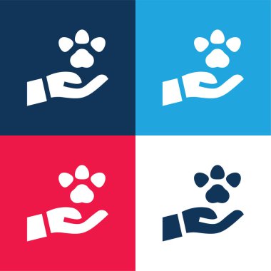 Hayvan mavisi ve kırmızı dört renk simgesi seti