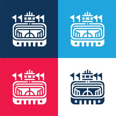 Arena mavi ve kırmızı dört renk minimal simge kümesi