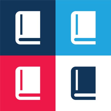 Kitap mavi ve kırmızı dört renk en küçük simge seti