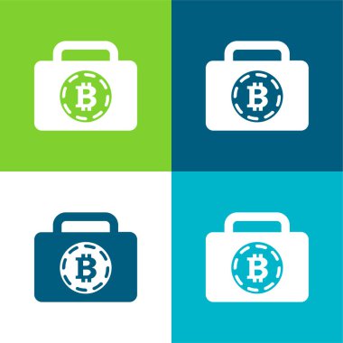 Bitcoin Çanta Düz 4 renk minimal simge seti