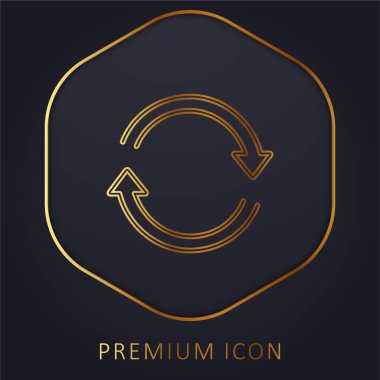 Saat Yönünde Ultra İnce Çember Oklar Saat Yönünde Altın Çizgi prim logosu veya simgesi