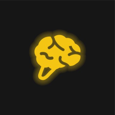 Beyin sarısı parlak neon simgesi