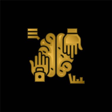 Artificial Intelligence gold plated metalic icon or logo vector