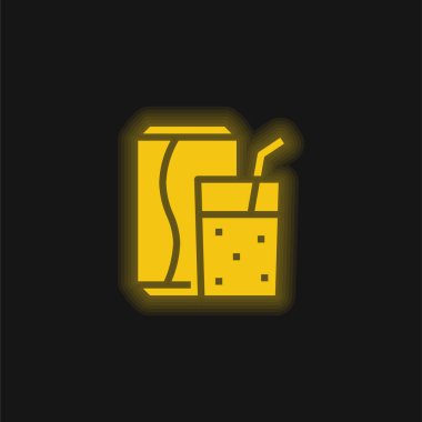 Beverage yellow glowing neon icon