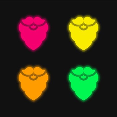 Sakal dört renk parlayan neon vektör simgesi