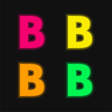 Bold four color glowing neon vector icon clipart