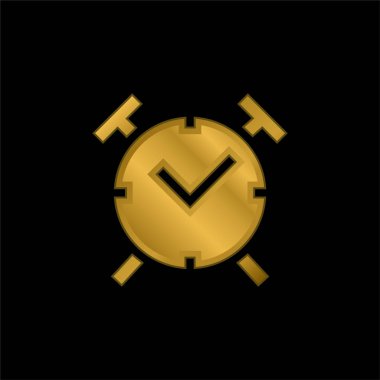 Alarm Saati altın kaplamalı metalik simge veya logo vektörü