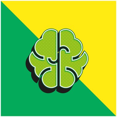 Beyin Yeşili ve Sarı Modern 3D vektör simgesi logosu