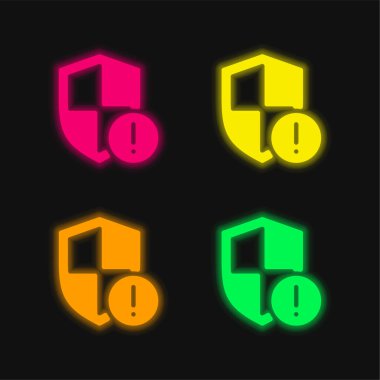Parlayan dört renk neon vektör simgesinin dikkatine