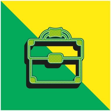 Evrak çantası Yeşil ve sarı modern 3d vektör simgesi logosu