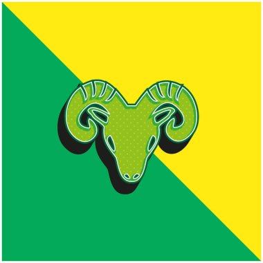 Aries Zodiac Symbol Of Frontal Goat Head Green and yellow modern 3d vector icon logo clipart