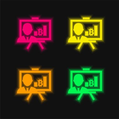 Parlak neon vektör simgesi ile Bitcoin Sunumu