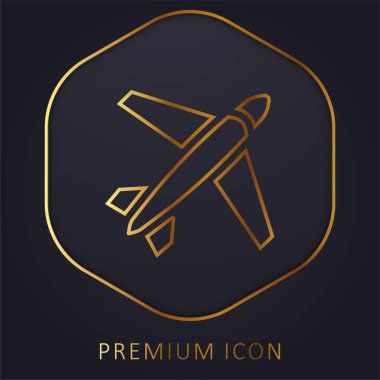 Uçak altın çizgisi prim logosu veya simgesi