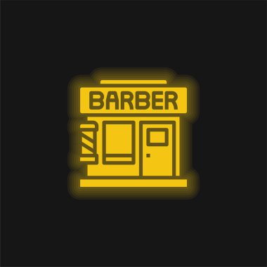 Berber dükkanı sarı parlak neon ikonu