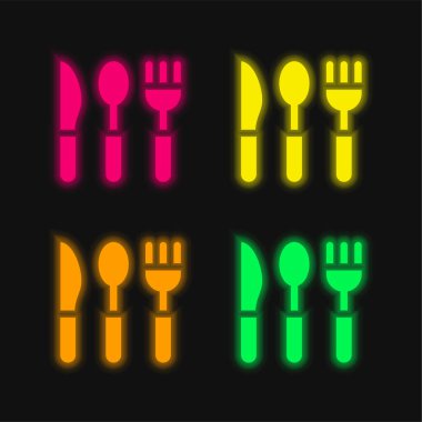 Bebek çatal bıçak takımı. Parlayan neon vektör simgesi.