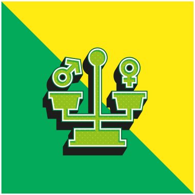 Denge Yeşil ve Sarı Modern 3D vektör simgesi logosu