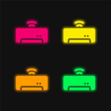 Klima Dört renk parlayan neon vektör simgesi
