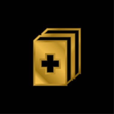 2 Medicine Kit altın kaplama metalik simge veya logo vektörü