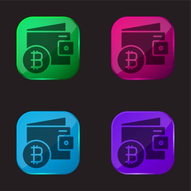 Bitcoin Cüzdanı 4 renkli cam simge