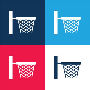 Basketbol Basket Tarafı Görünümü Spor Okulu mavi ve kırmızı dört renk minimumu simgesi
