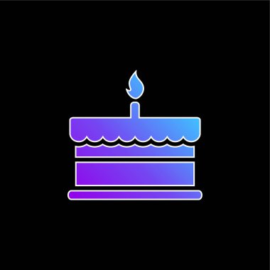 Bir Yanan Mum mavi gradyan vektör simgesiyle Doğum günü Pastası