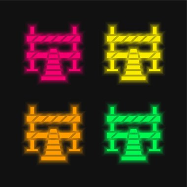 Barrier four color glowing neon vector icon clipart