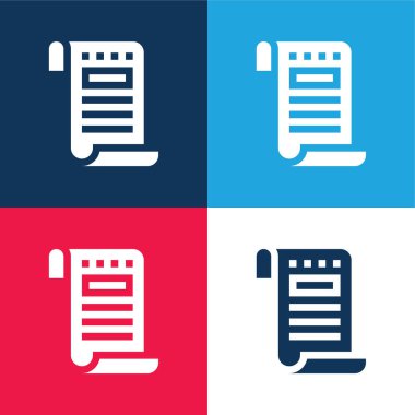 Bill mavi ve kırmızı dört renk minimal simge kümesi