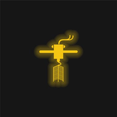 3d Yazıcı Yazdırma Sarı parlayan neon simgesi