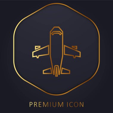 Uçak altın çizgisi prim logosu veya simgesi
