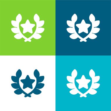 Award Flat four color minimal icon set clipart