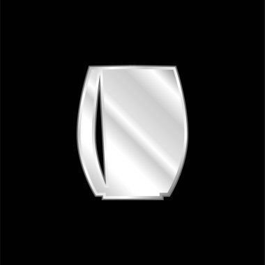 Black Glass Of Convex Sides silver plated metallic icon clipart