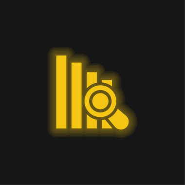 Çubuk Grafik sarı parlak neon simgesi